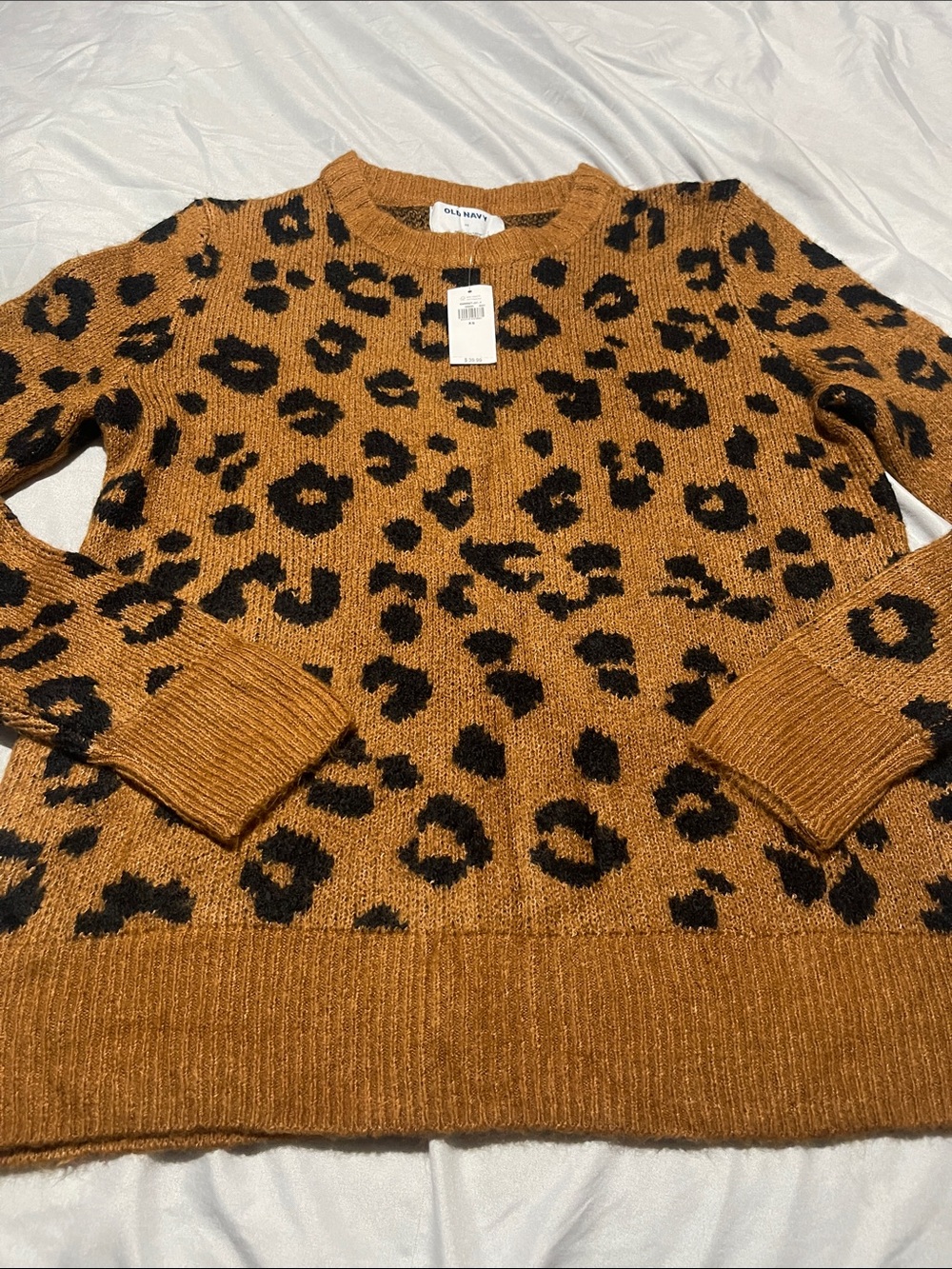 Old Navy Women's Leopard Crewneck Sweater - Brown/Black